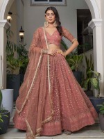 Rust Pink Butterfly Net Lehenga Choli